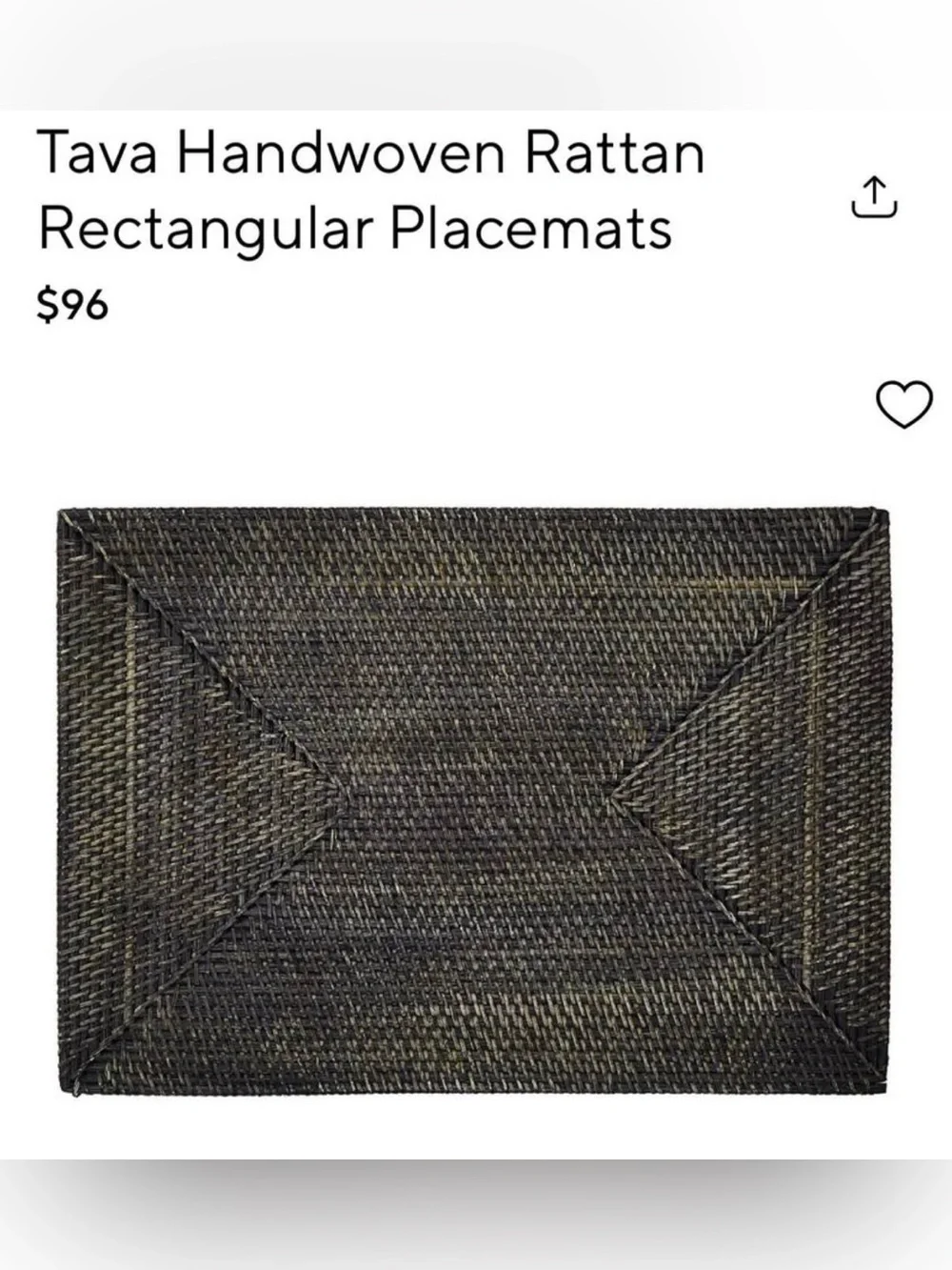 Pottery Barn Tava Handwoven Rattan Rectangular Placemats (set of 12)